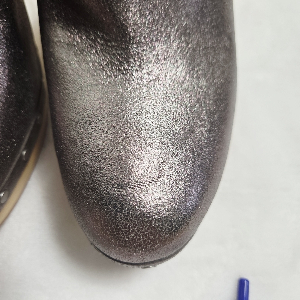 Paige Alex GunMental Suede Heels Platform Clogs - Picture 9 of 9